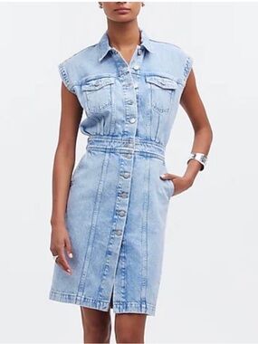 NWT Madewell denim cap sleeve shirt dress
